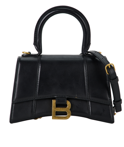 Hourglass XS, £495, Handbags, Black, Leather, Front view